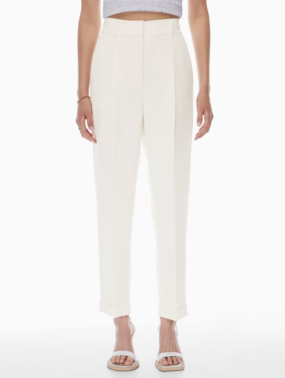 Aritzia Wilfred Dashwood Crepe Pants Size 0 White Pleated Career Classic Preppy